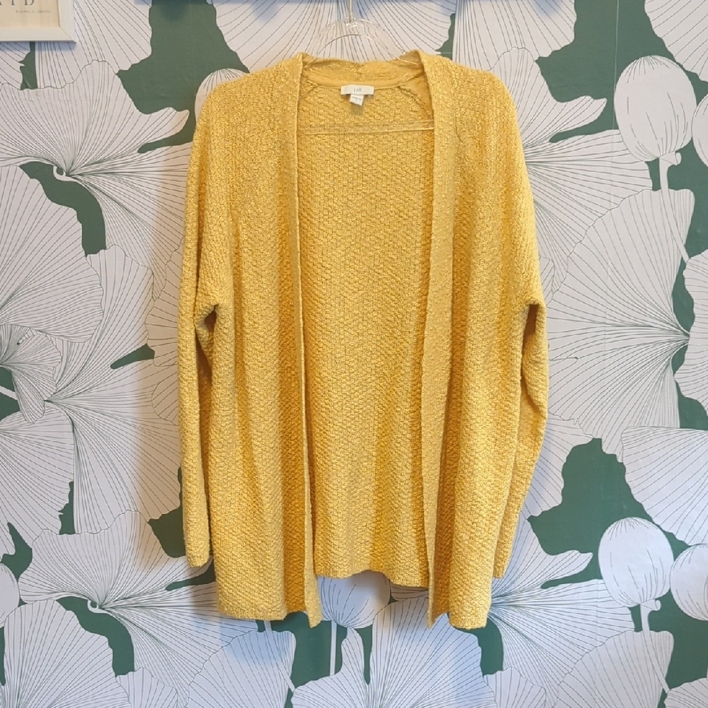 J. Jill Yellow Cardigan Sweater Cozy Open-Front Design